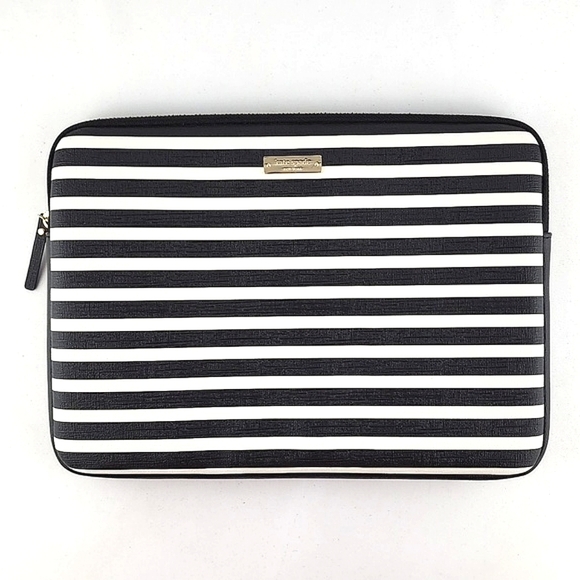 kate spade Other - Kate Spade Padded Laptop Tablet Case Black White Stripes Top Zip Closure 12" X9"